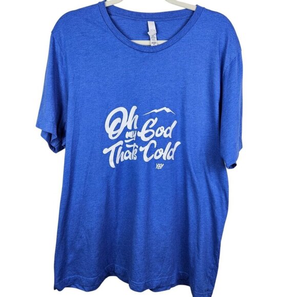 "Oh My God That's Cold" Blue Graphic Tee Shirt Short Sleeve Mens Size 2XLarge‎ - Picture 1 of 9